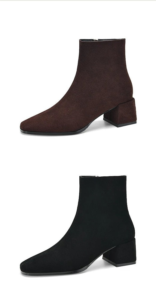 Bottines femme en daim teinte chocolat
