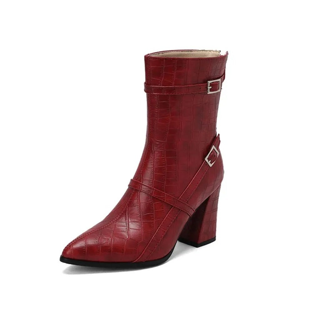 Bottines femme imitation croco