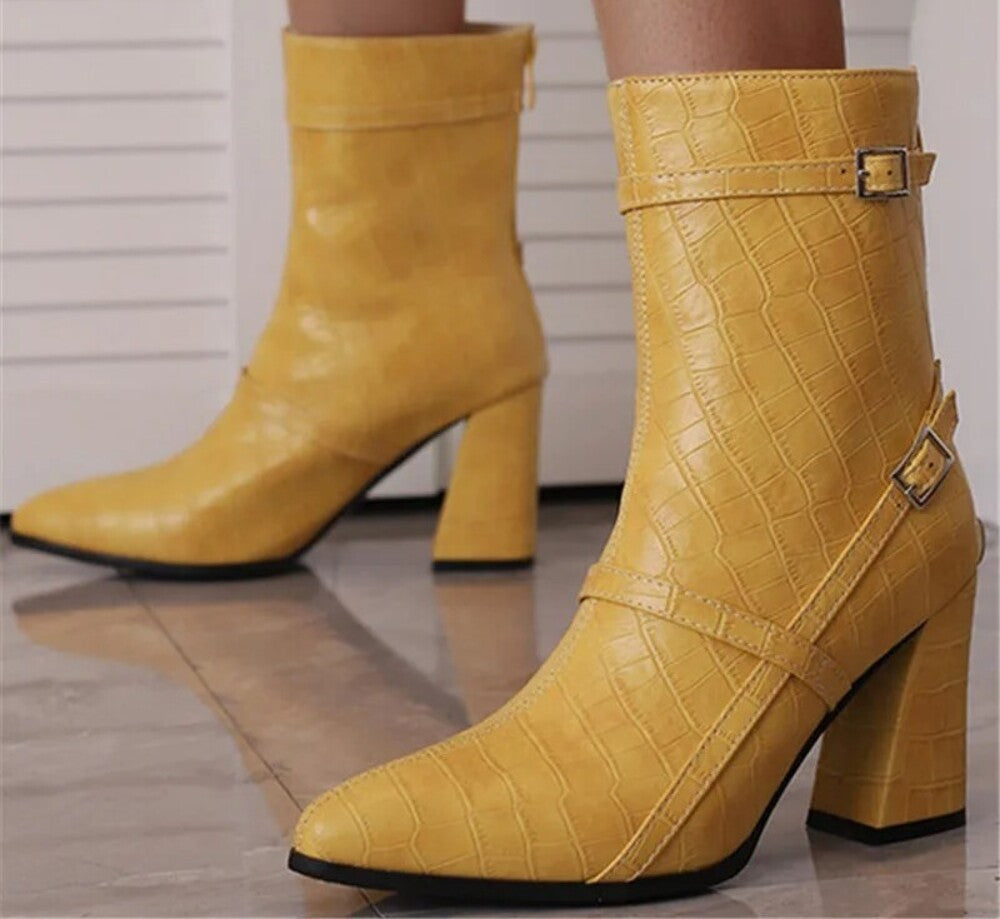 Bottines femme imitation croco