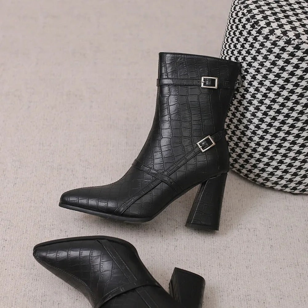 Bottines femme imitation croco