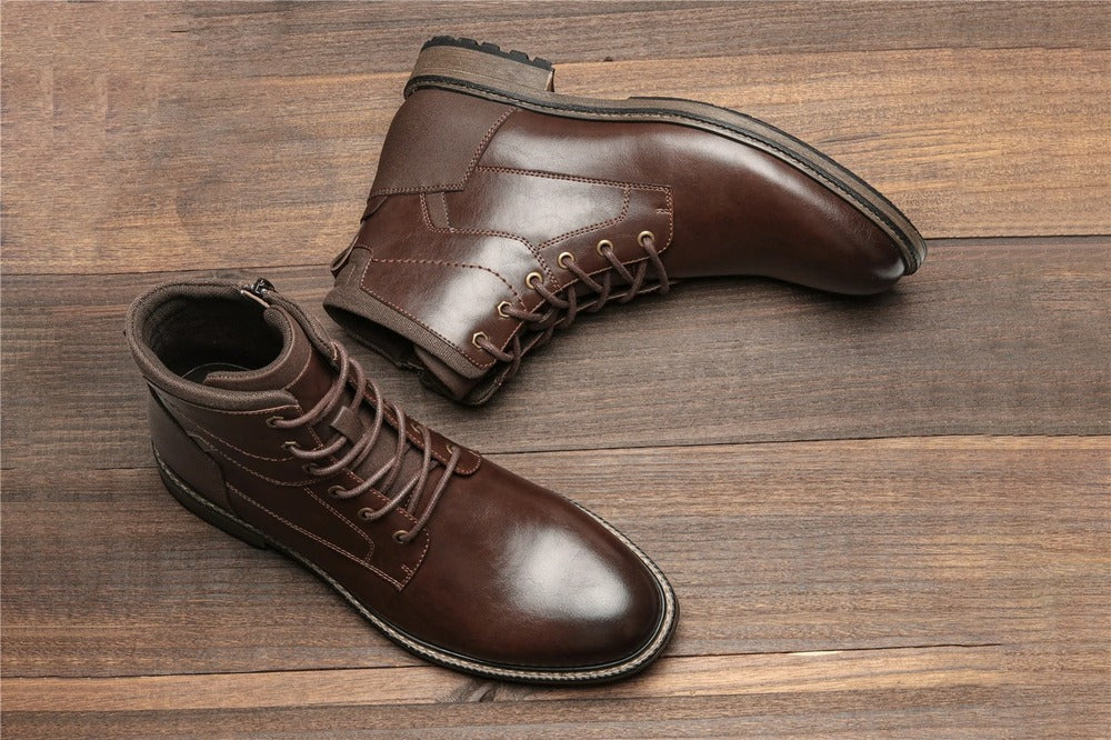 Bottines à talonnettes en cuir pour homme