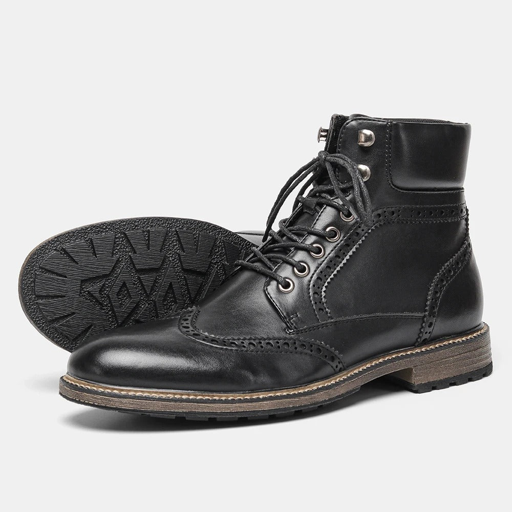 Bottines à talonnettes en cuir pour homme