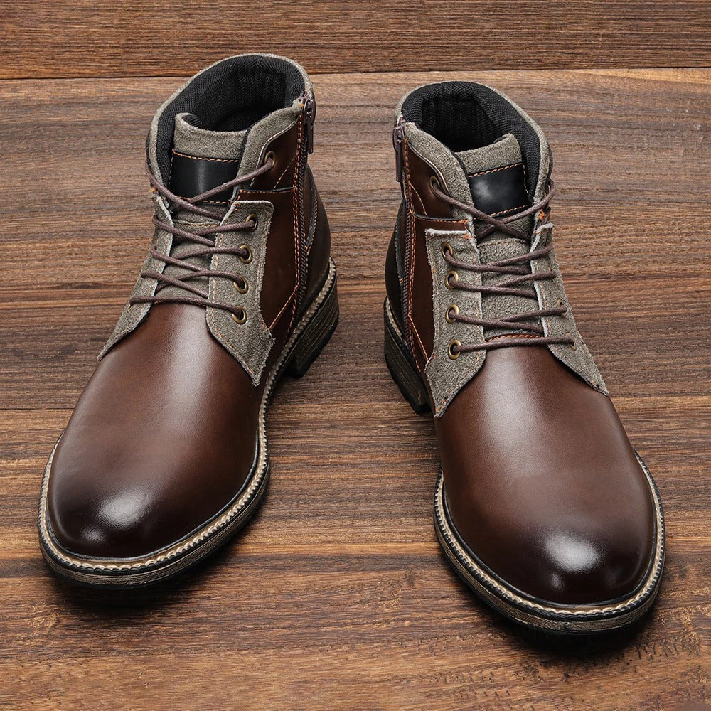 Bottines à talonnettes en cuir pour homme