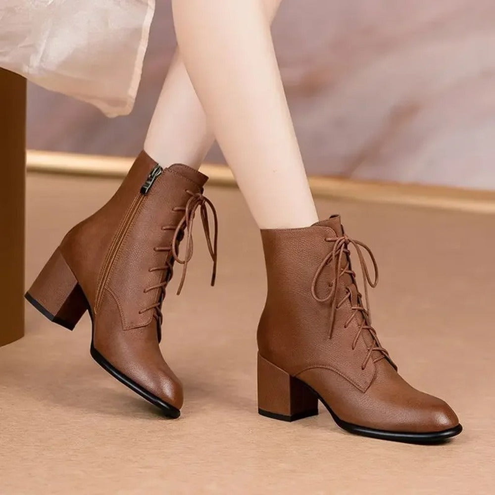 Bottines à lacets marron pour femme