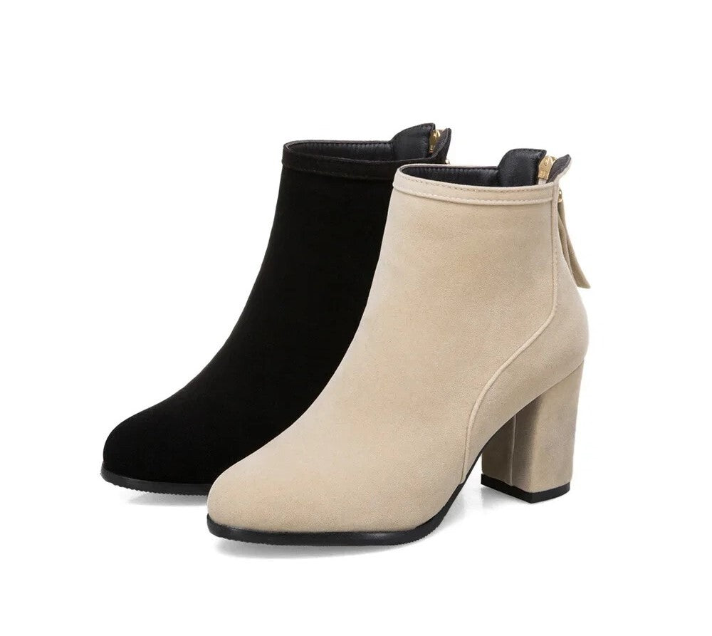Bottines à talon pour femme en cuir brossé