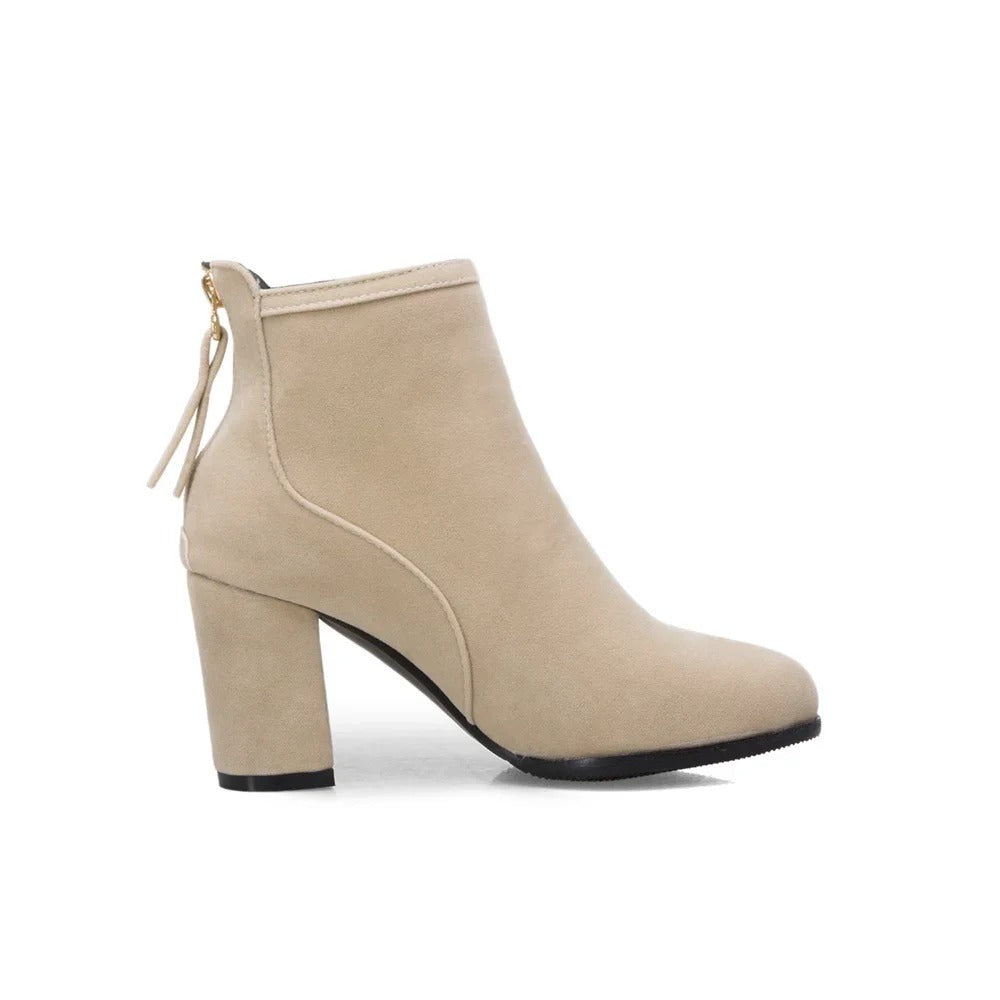Bottines à talon pour femme en cuir brossé