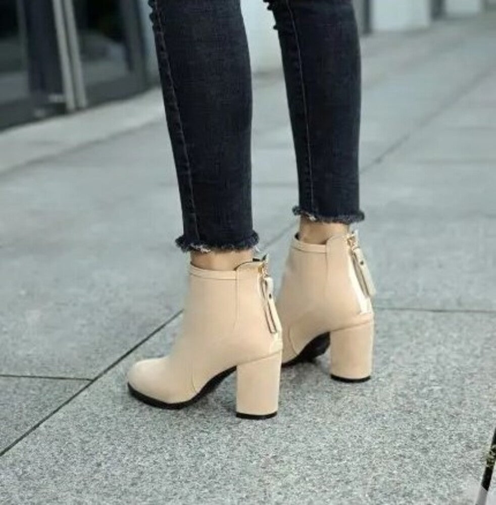 Bottines à talon pour femme en cuir brossé