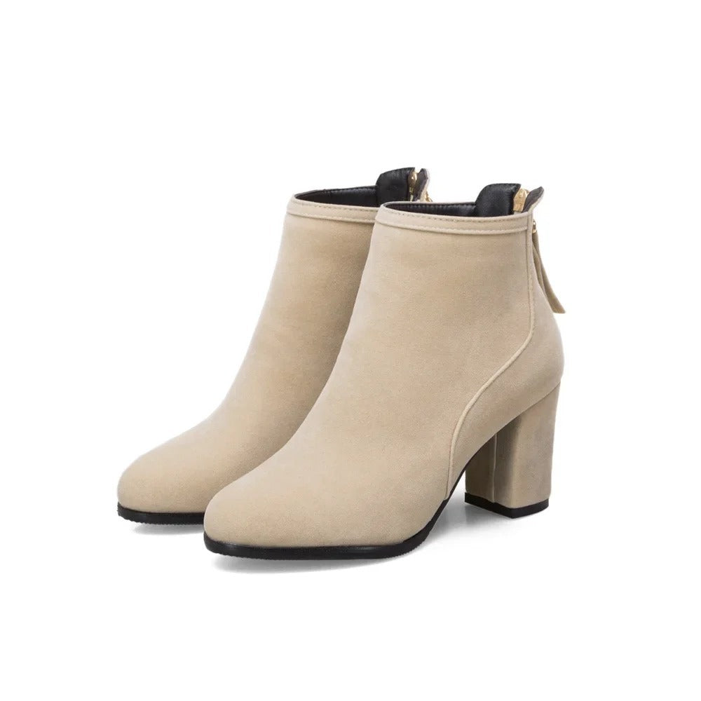 Bottines à talon pour femme en cuir brossé
