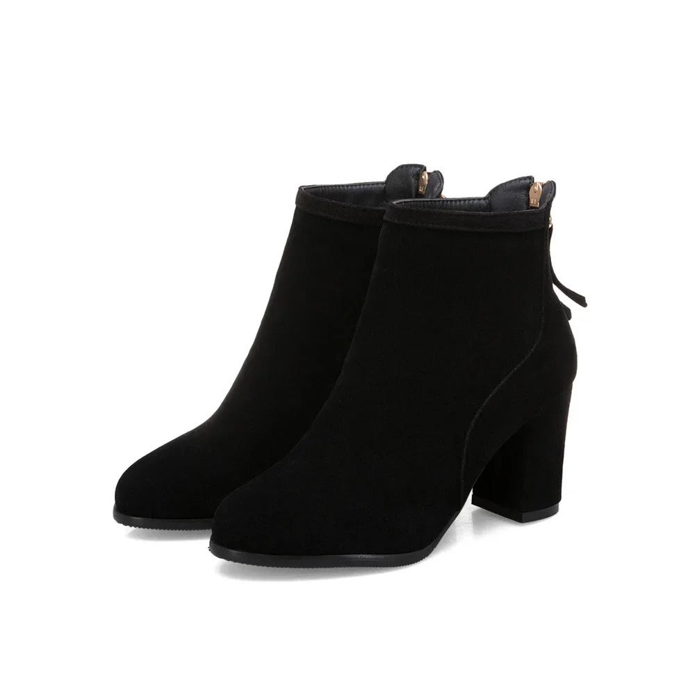 Bottines à talon pour femme en cuir brossé