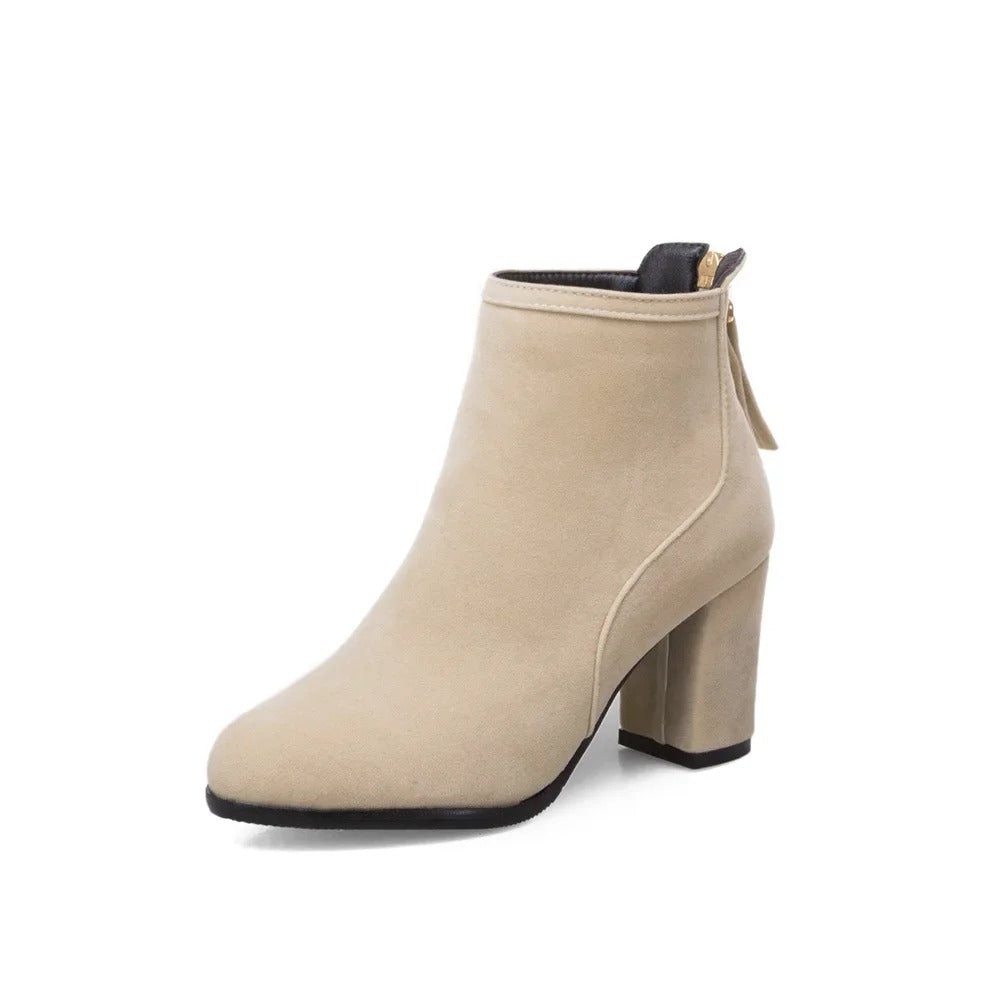 Bottines à talon pour femme en cuir brossé