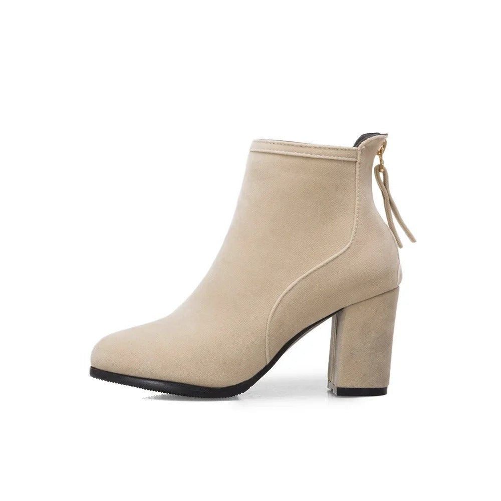 Bottines à talon pour femme en cuir brossé