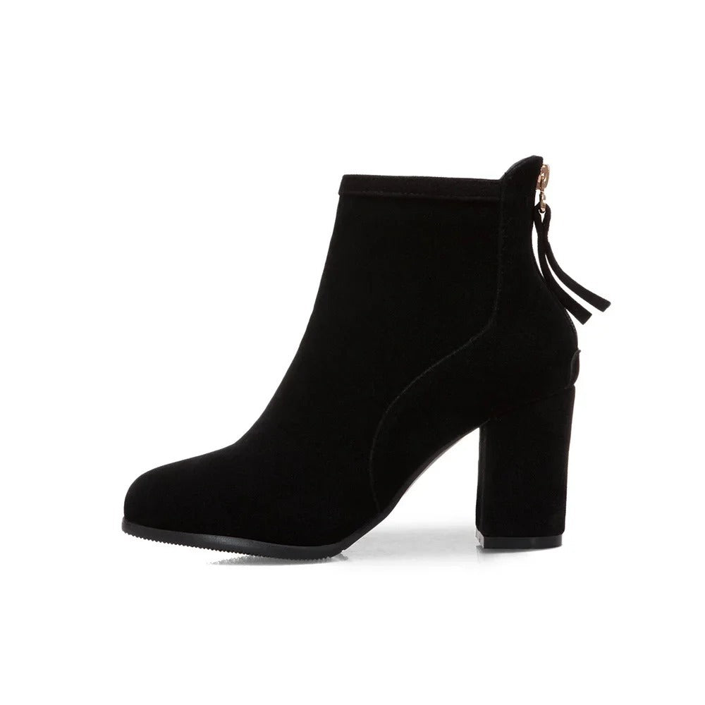 Bottines à talon pour femme en cuir brossé