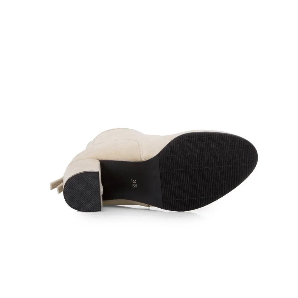 Bottines à talon pour femme en cuir brossé