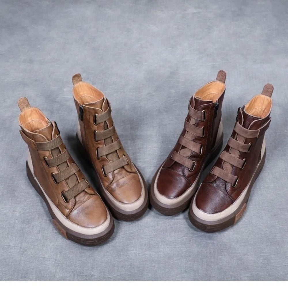 Bottines femme plates marron