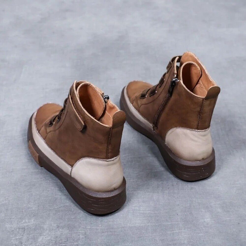 Bottines femme plates marron