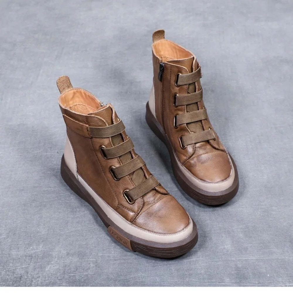 Bottines femme plates marron