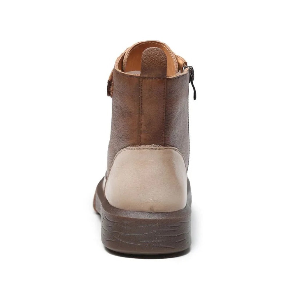 Bottines femme plates marron