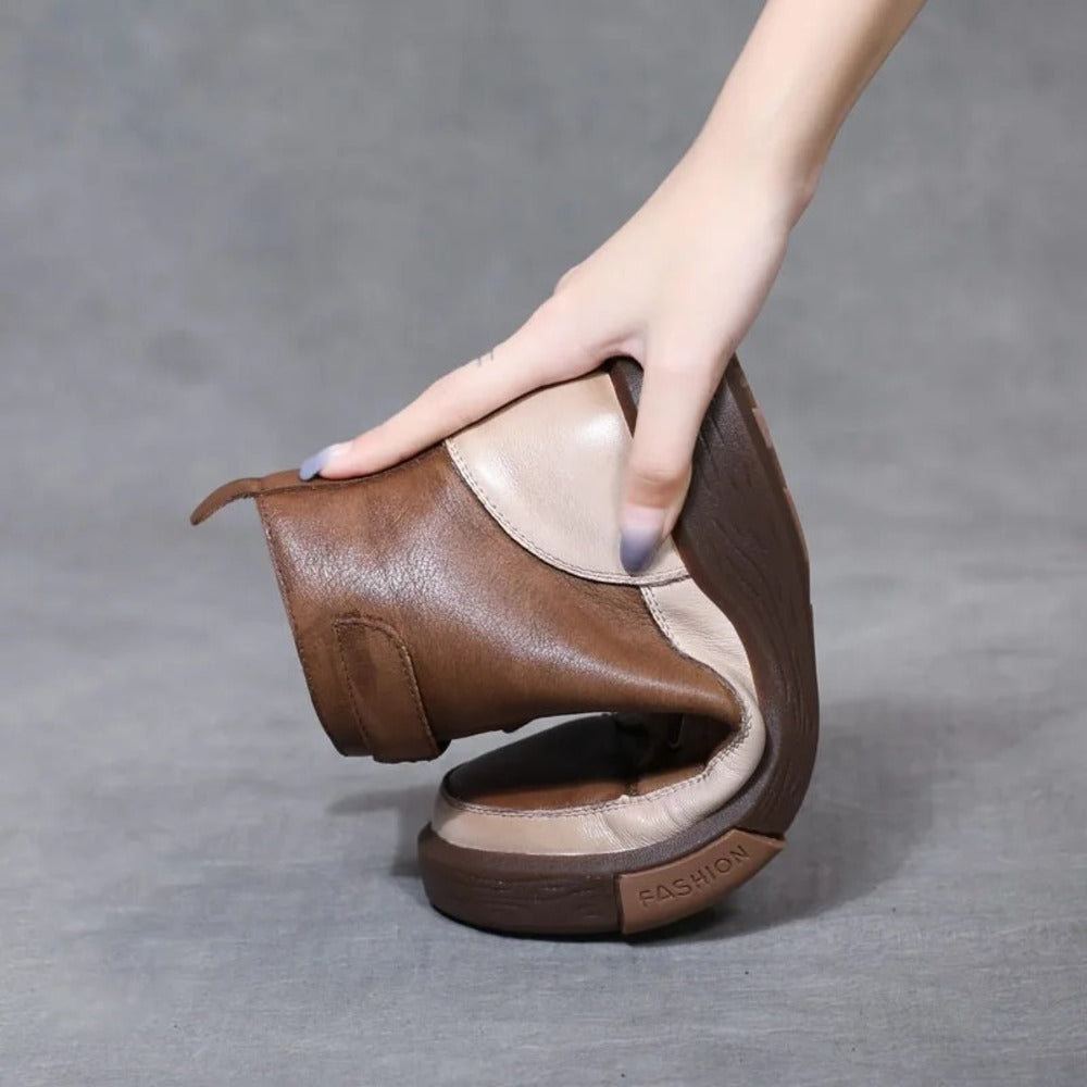 Bottines femme plates marron
