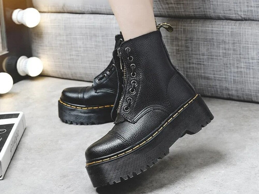 Bottines à lacets cuir femme compensées