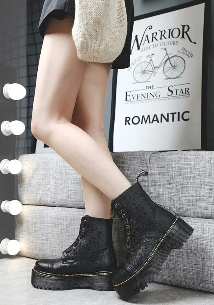 Bottines à lacets cuir femme compensées