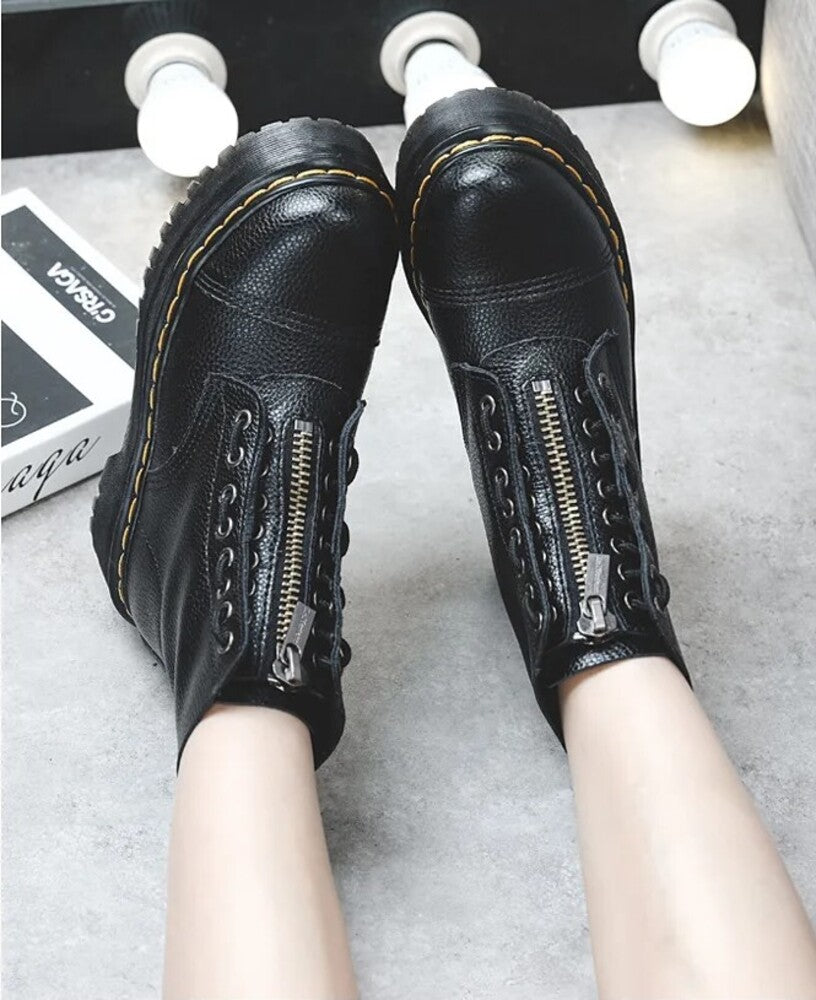 Bottines à lacets cuir femme compensées
