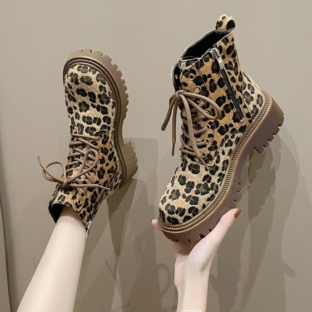 Bottines femme imprimé léopard