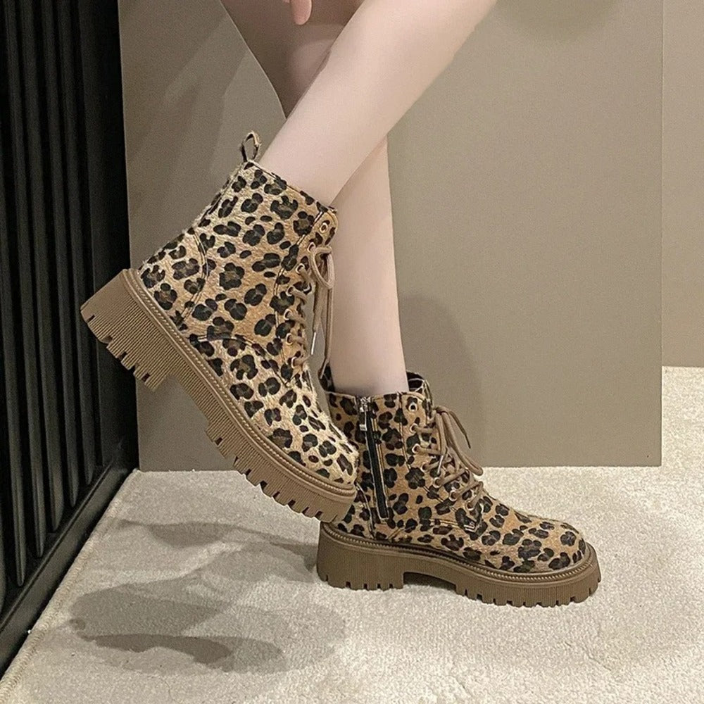 Bottines femme imprimé léopard