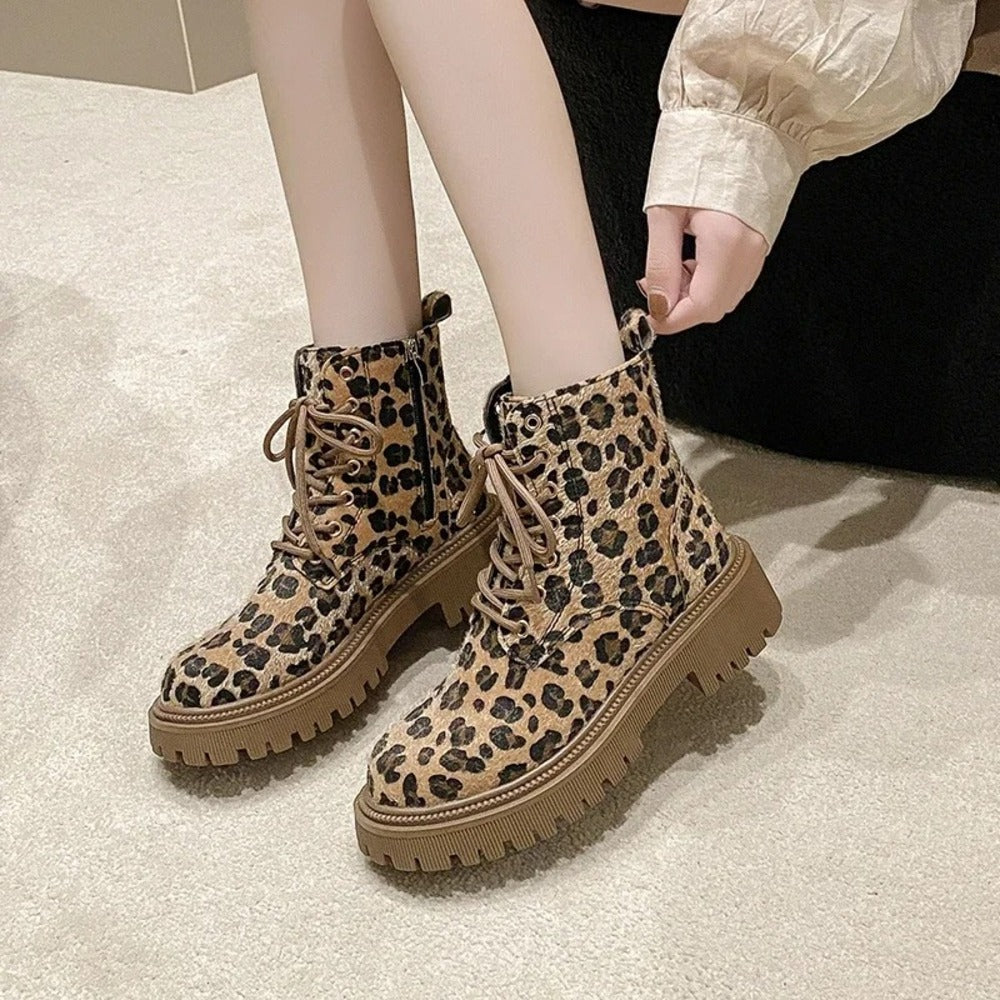 Bottines femme imprimé léopard