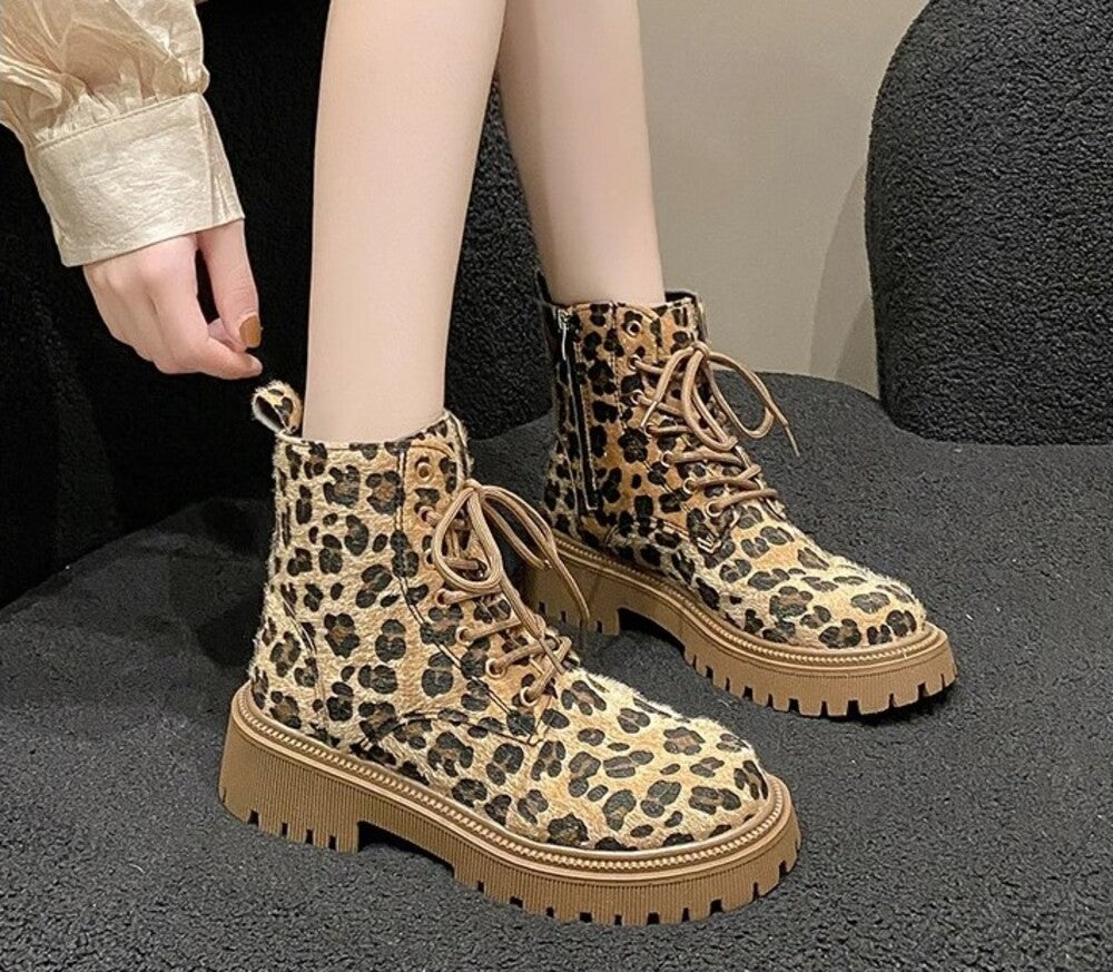 Bottines femme imprimé léopard