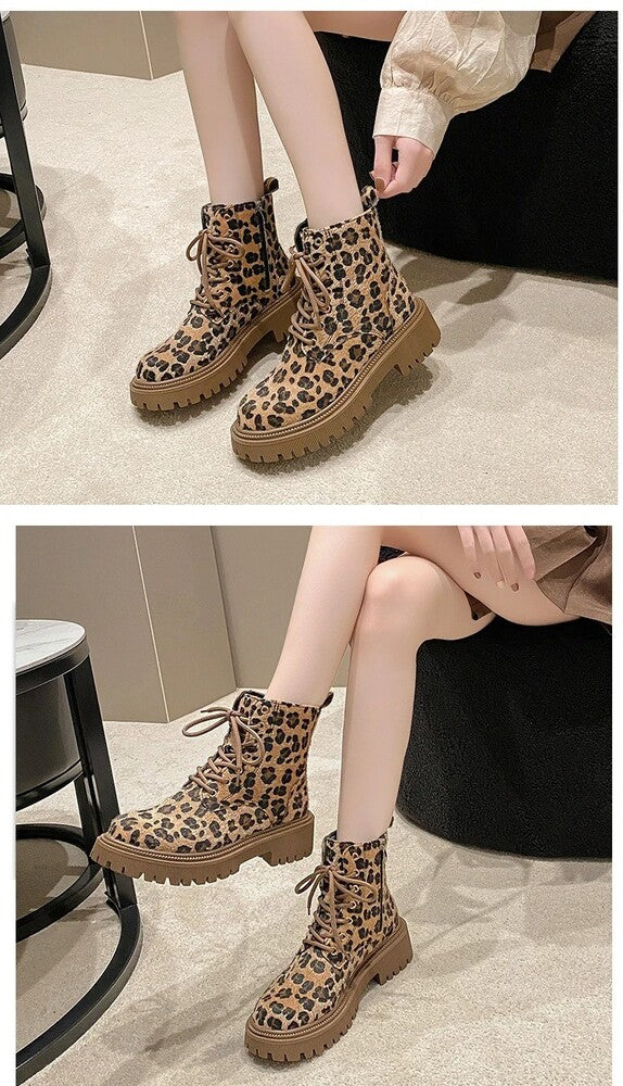 Bottines femme imprimé léopard