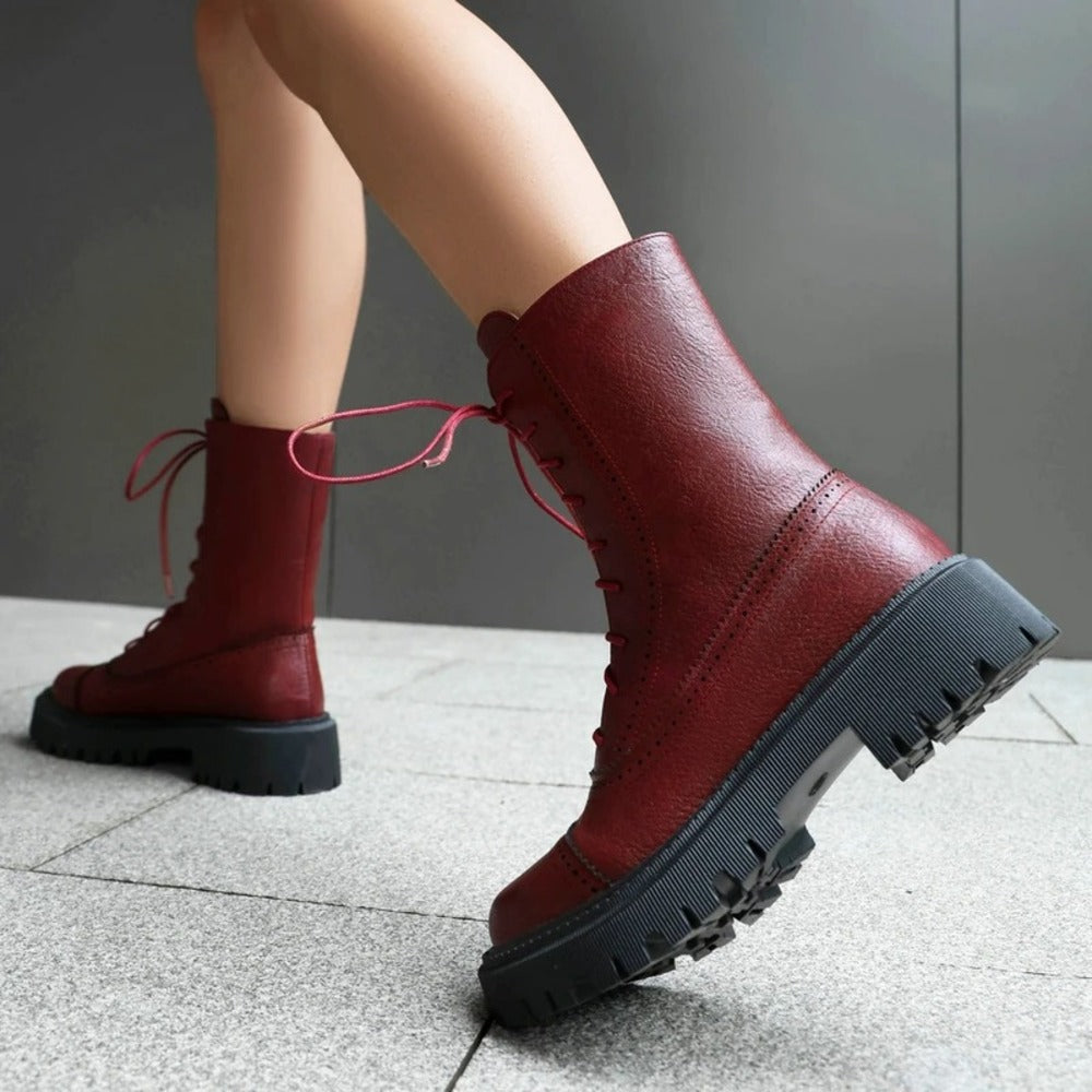 Bottines rouge bordeaux