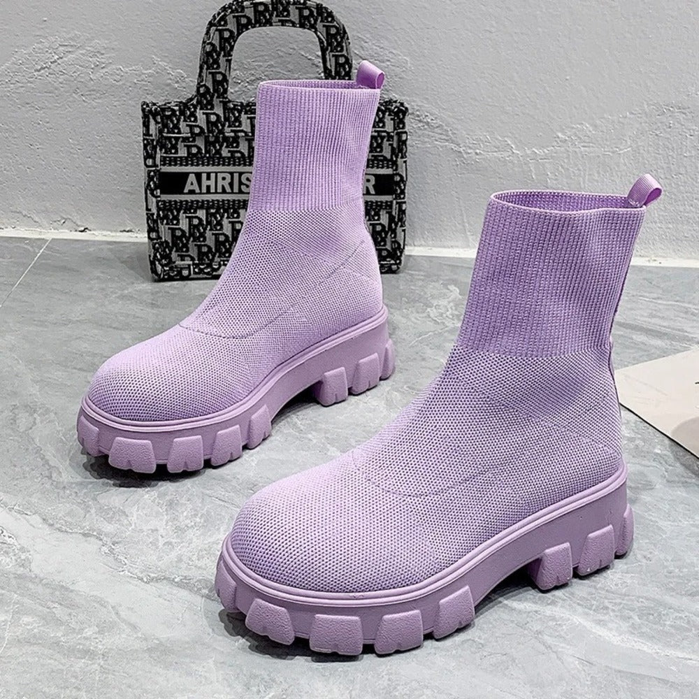 Bottines violettes à enfiler