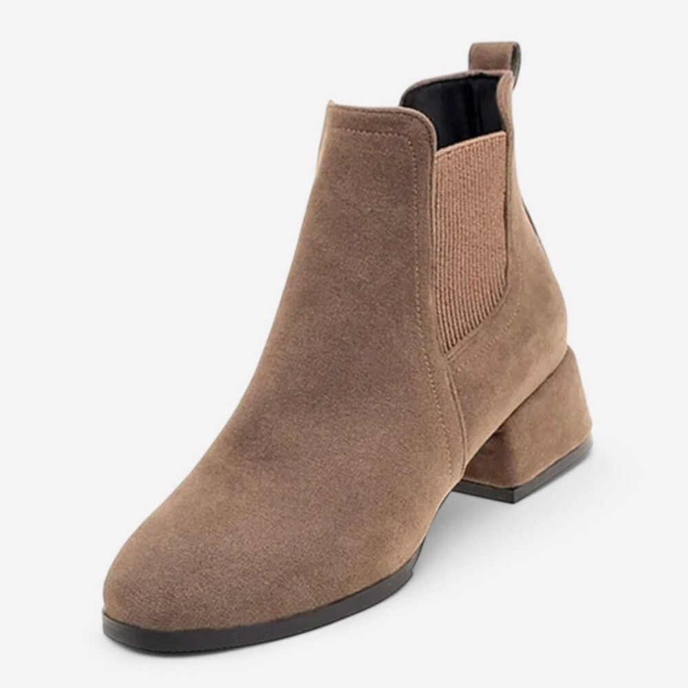 Bottines camel en cuir brossé