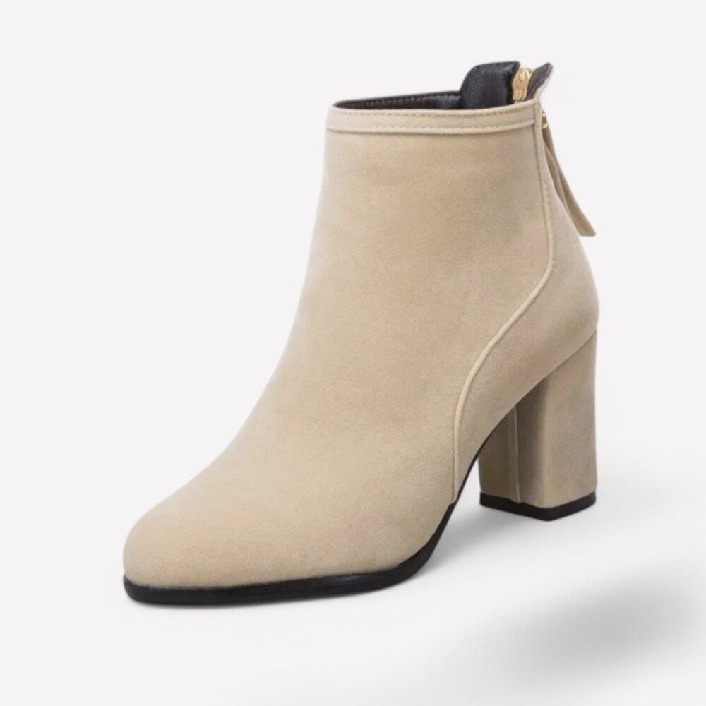 Bottines à talon pour femme en cuir brossé