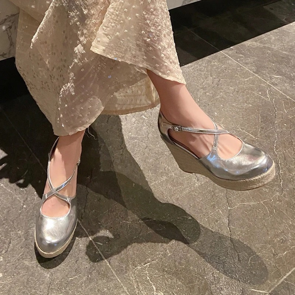 Espadrille argentée femme