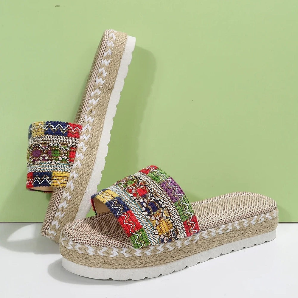 Espadrilles ouvertes compensées femme