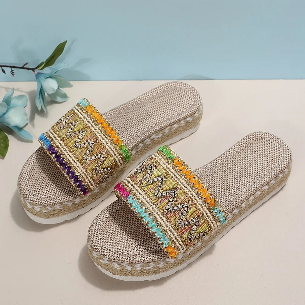 Espadrilles ouvertes compensées femme
