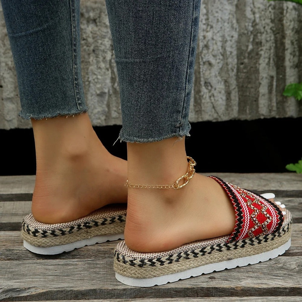 Espadrilles ouvertes compensées femme