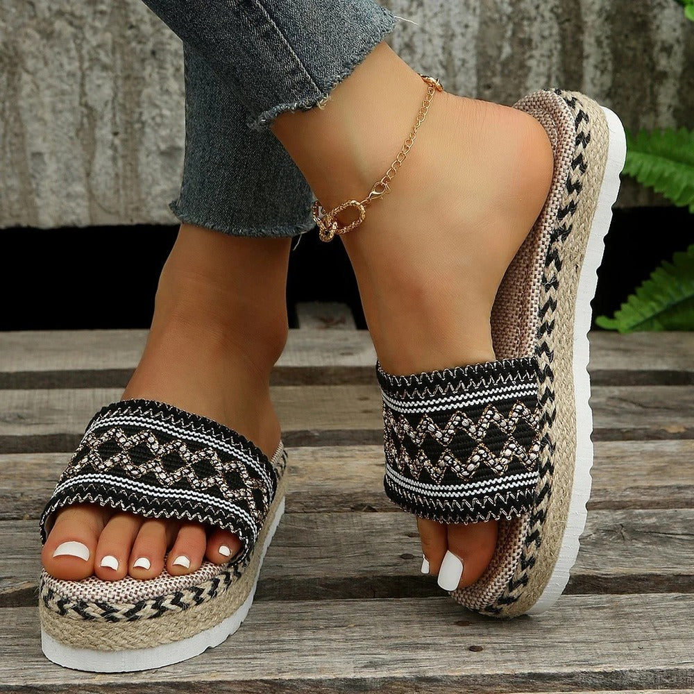 Espadrilles ouvertes compensées femme