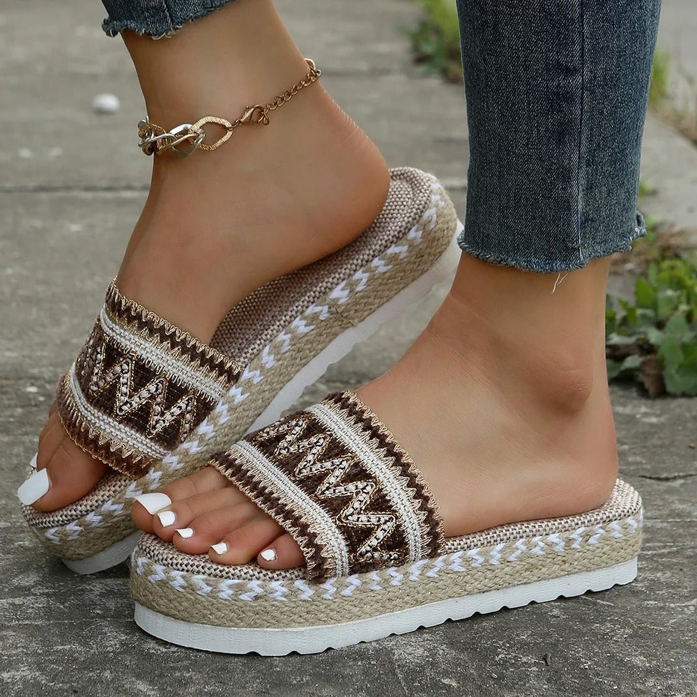 Espadrilles ouvertes compensées femme