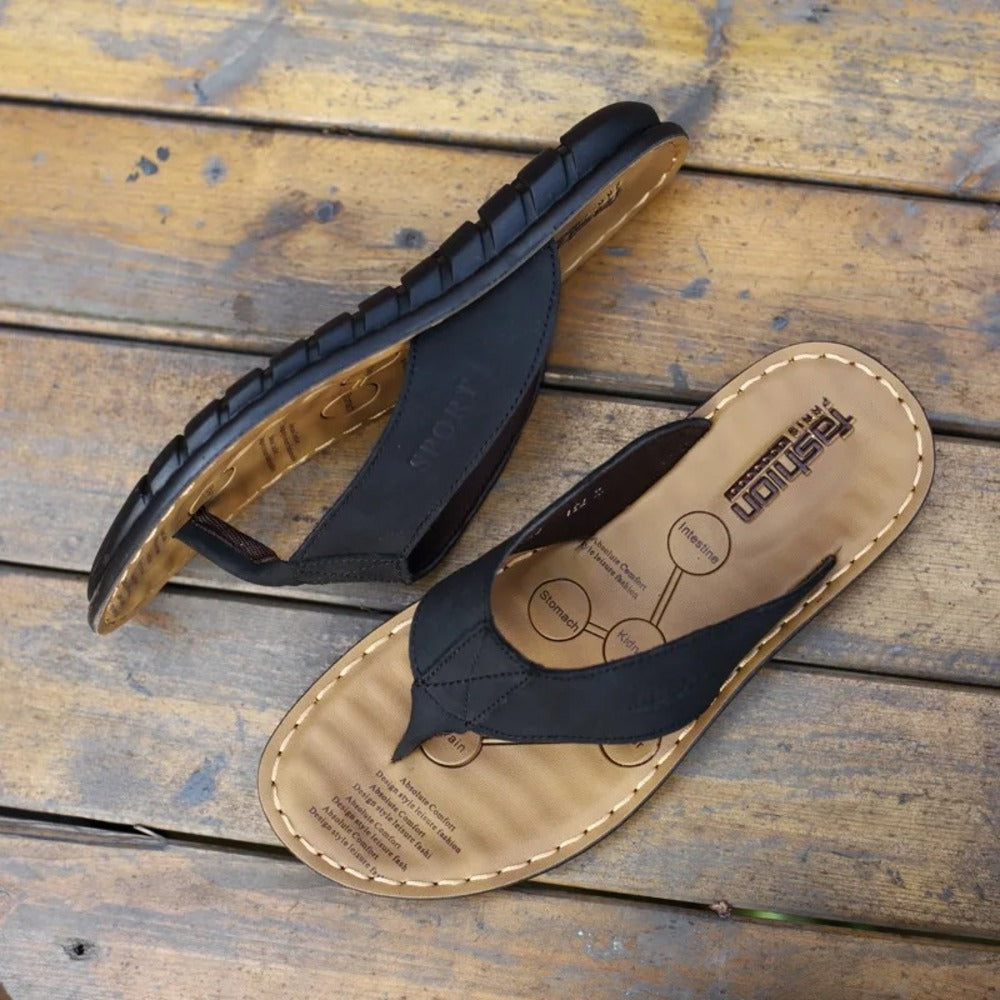 Tongs en similicuir pour homme