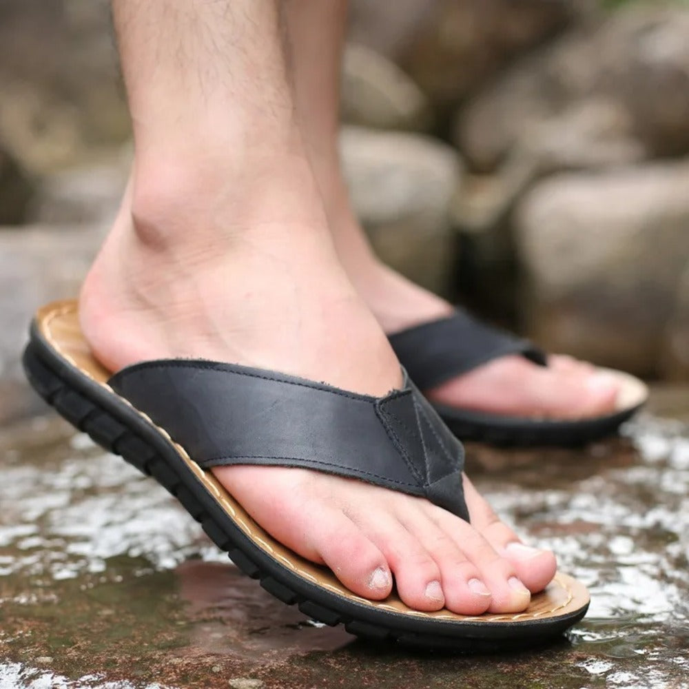 Tongs en similicuir pour homme