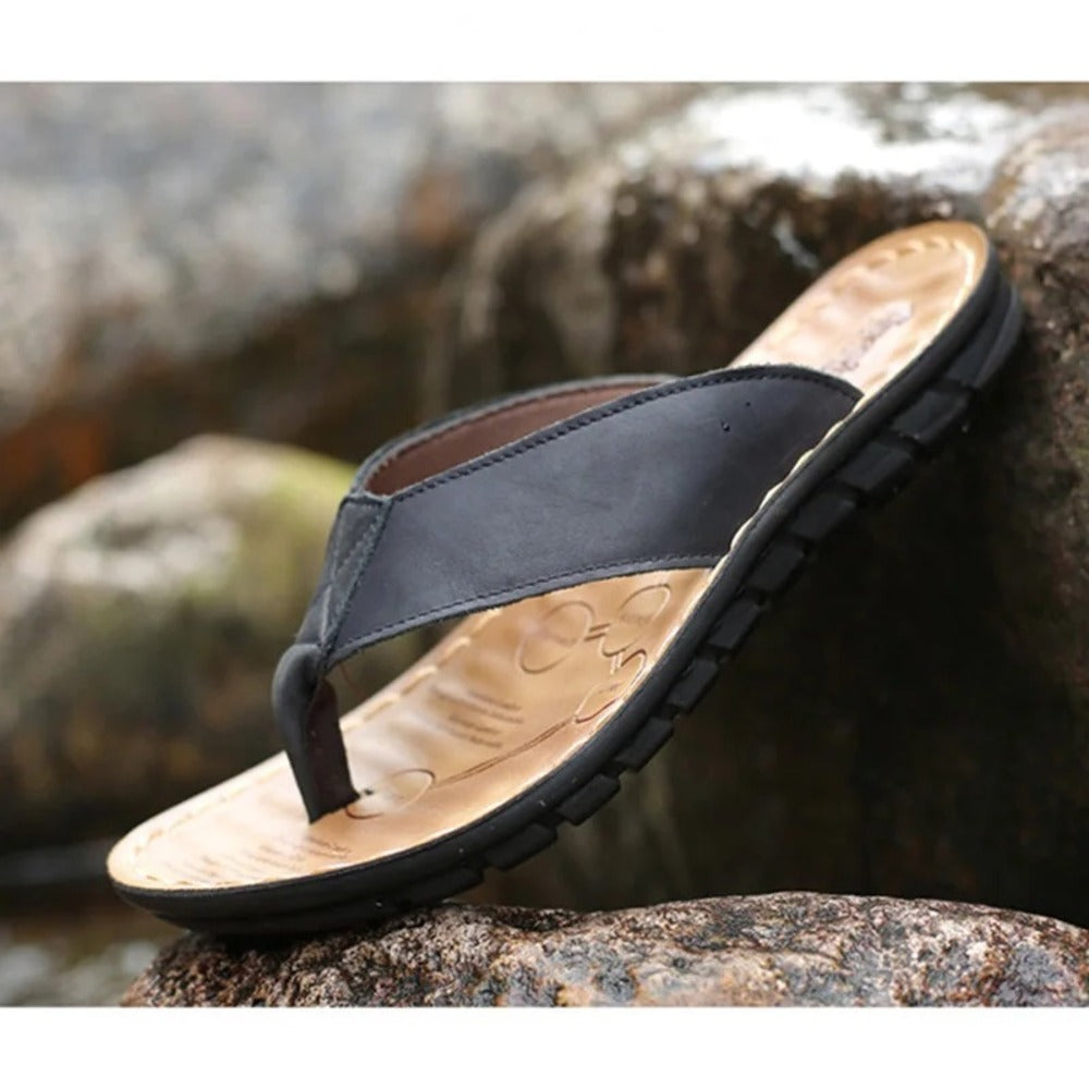 Tongs en similicuir pour homme